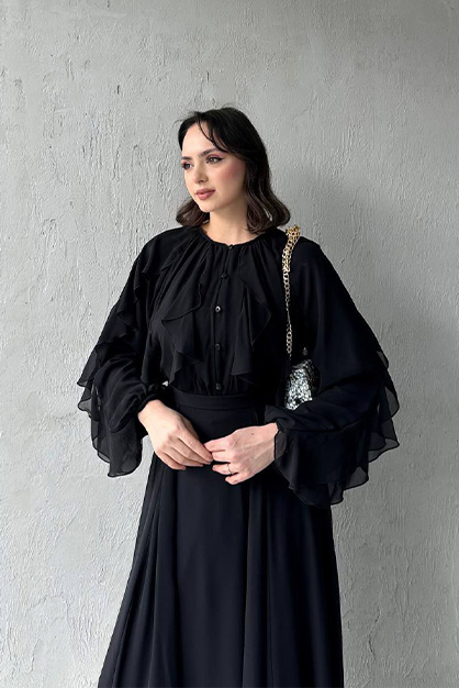 Morine Şifon Takım Siyah - 3