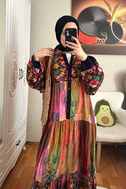 Modam Afra - Rainbow Marida Elbise-Siyah (1)